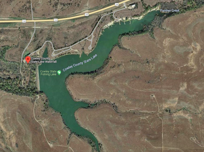 Cowley County Fishing Lake, courtesy Google Maps.