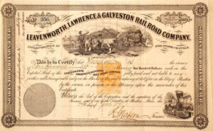 Leavenworth, Lawrence & Galveston Railroad Stock Certificate