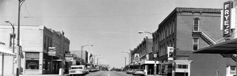 Downtown Olathe, Kansas about 1965.