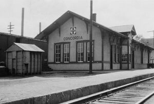 Atchison, Topeka and Santa Fe Railway Company depot in Concordia, Kansas.