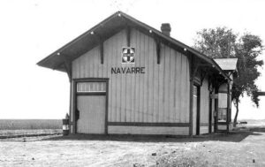 Atchison, Topeka and Santa Fe Railway Depot in Navarre, Kansas, 1931.