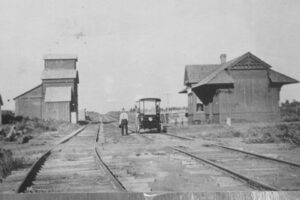 Kansas Southwestern Railway depot in Drury, Kansas.