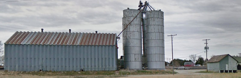 Grain elevators in Ramona, Kansas today, courtesy of Google Maps.