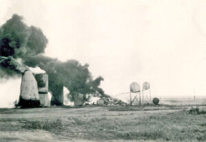 Oil fire in Corbin, Kansas in August 1945.