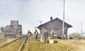 Mayfield, Kansas depot and grain elevator.