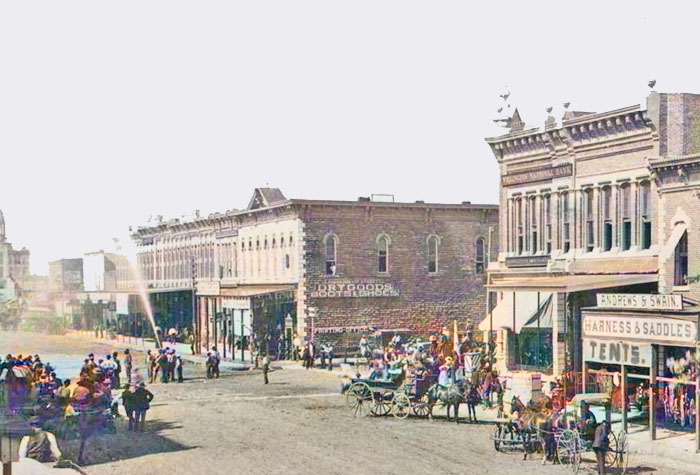 Washington Avenue in Wellington, Kansas, about 1885.