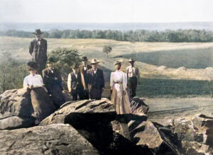 Lincoln County, Kansas Pioneers at cave on Bull Foot Creek, in about 1900.