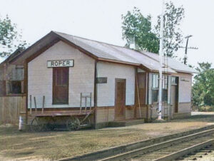 Missouri Pacific Railroad Depot in roper, Kansas by H. Killam, 1955.