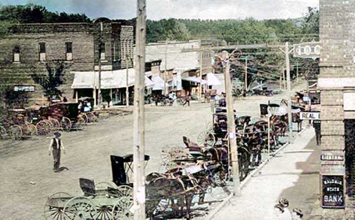 Baldwin City, Kansas 1911. Colorized. 