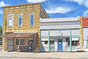 Burr Oak, Kansas Business buildings today, by Kathy Alexander.