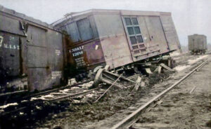 Train wreck in Savonburg, Kansas in October 1929.