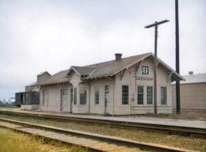 Atchison, Topeka & Santa Fe Railroad in Cassoday, Kansas by H. Killam, 1964.