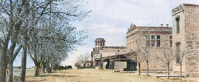 Main Street in Coolidge, Kansas in about 1905.