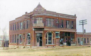 Old bank building in Everest, Kansas.