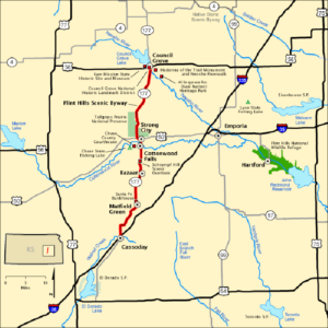 Flint Hills Scenic Byway Map.