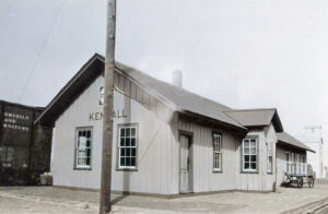 Atchison, Topeka & Santa Fe Railroad Depot in Kendall, Kansas.