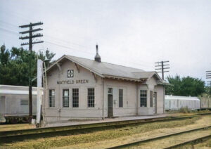 Atchison, Topeka & Santa Fe Railroad in Matfield Green, Kansas by H. Killam, 1964.