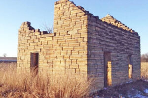 The old post office in Omio, Kansas.