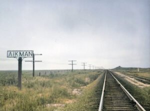 Aikman, Kansas Railroad Sign Board.