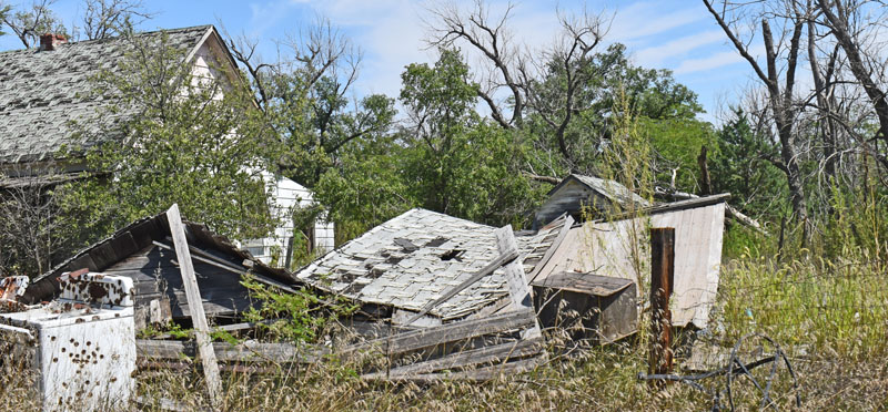 Fallen building in Densmore, Kansas by Kathy Alexander.