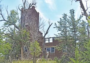 The old Methodist Church is overgrown with trees today, by Kathy Alexander.