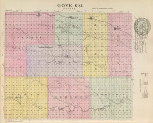 Gove County, KS, Map by L.H. Everts & Co., 1887.