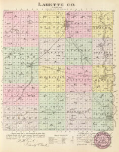 Labette County, Kansas Map by L.H. Everts & Co, 1887.