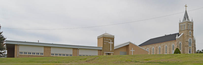 St. Joseph Catholic school and church in New Amelo, Kansas by Kathy Alexander.