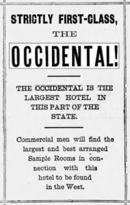 Occidental Hotel Advertisement.