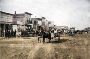 Early day Commercial Street in Oswego, Kansas.