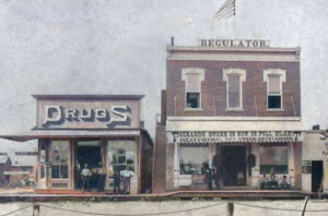 Early buildings in Washington, Kansas.