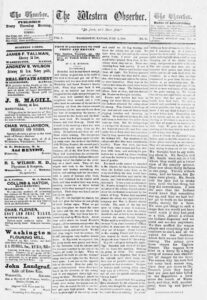 Western Observer Newspaper in Washington, Kansas, 1869.