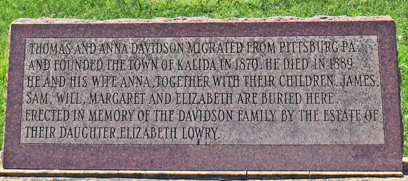 Davidson Memorial at the Kalida Cemetery in Woodson County, Kansas by Kathy Alexander.