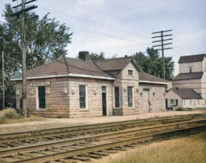 St. Louis-San Francisco Railway depot in Spring Hill, Kansas by H. Killam, 1958.