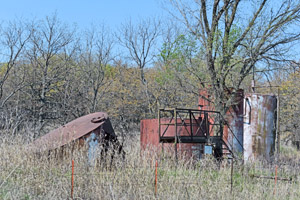 Old oil tanks in Elgin, Kansas remain from more prosperous days. Photo by Kathy Alexander.