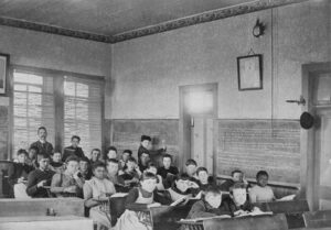 Students in Alma, Kansas, in about 1890.