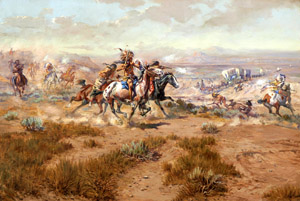 Indian Attack by Charles Marion Russell.