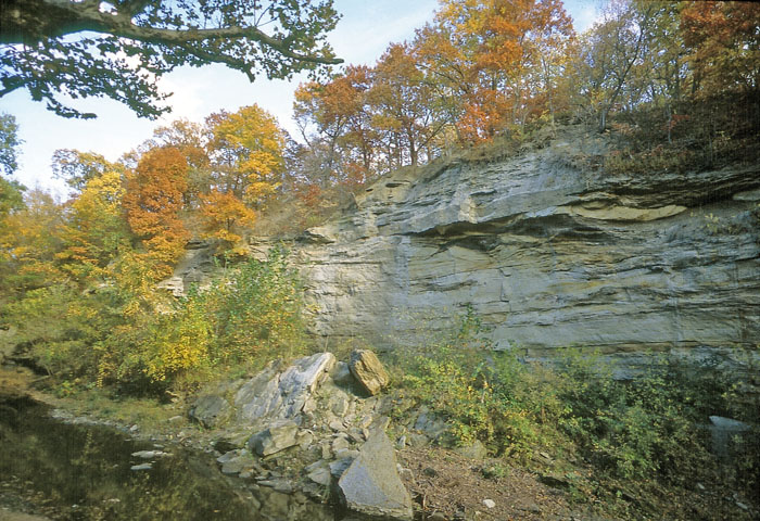Echo Cliff Park in Wabaunsee County, Kansas, courtesy of the Kansas Geological Survey. Echo Cliff Park in Wabaunsee County, Kansas, courtesy of the Kansas Geological Survey.