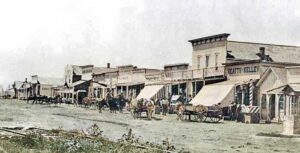 Dodge City, Kansas in about 1875. Dodge City, Kansas in about 1875.