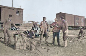 Railroad workers in Kansas.