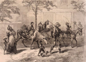 Exodusters En-Route to Kansas, by Harpers-Weekly, 1879.
