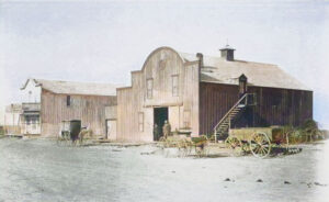 Snows lumber-hardware and livery business in Hartland, Kansas.