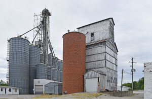 Grain silos in Hiawatha, Kansas by Kathy Alexander.