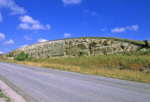 Niobrara Chalk Formation in Jewell County, Kansas, courtesy of the Kansas Geological Survey.