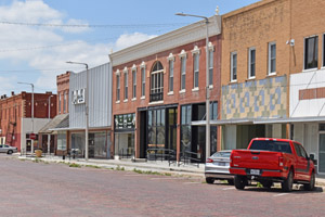 Business buildings in Norton, Kansas by Kathy Alexander.