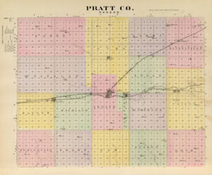 Pratt County, Kansas Map by L.H. Everts & Co., 1887.