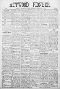 Pioneer Newspaper in Atwood, Kansas.