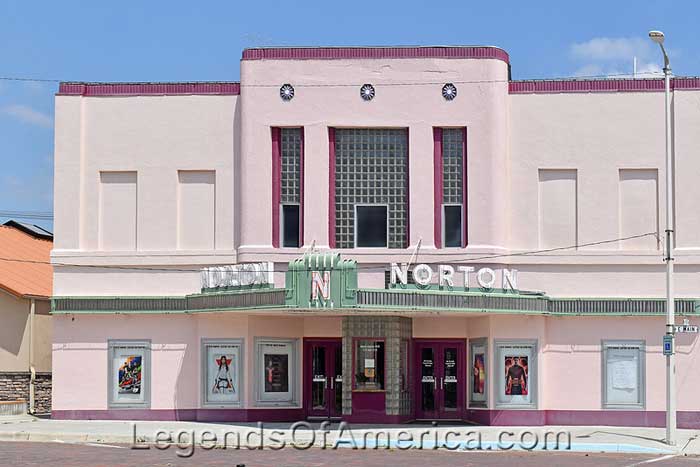 Norton Theatre opened in 1948. Today, much of the building is the same, including the iconic front marquee. Photo by Kathy Alexander.