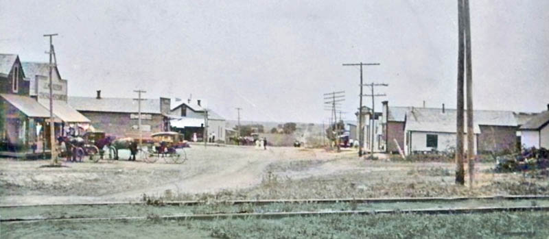 Old Main Street in Brownell, Kansas, early 1900s.