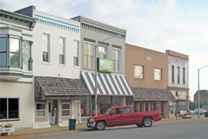 Business buildings in Columbus, Kansas by Kathy Alexander.